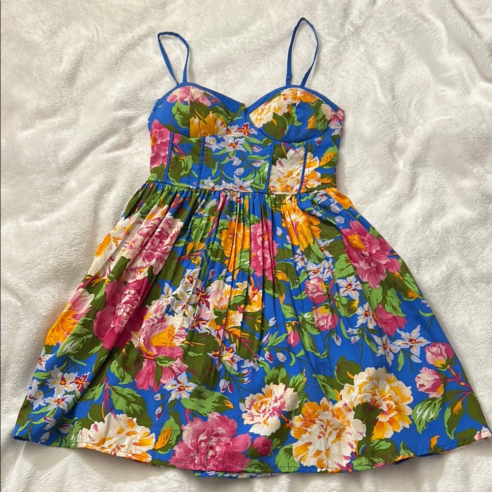 Floral Women’s Dress in Blue and Pink